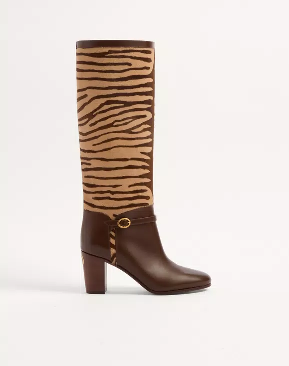 Valentino Pattie Boot In Pony-Effect Calfskin 75Mm - Image 1